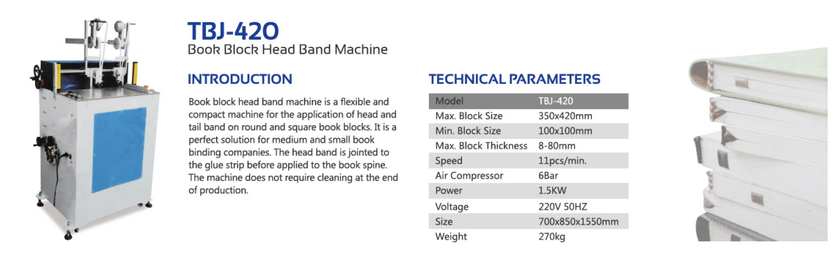 M&aacute;quina de bandas de cabe&ccedil;a de bloco de livro