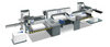 Linha de corte de papel automática com máquina de carregamento, levantamento, corredor, corte e descarregamento.